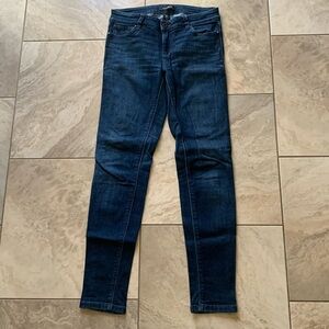 Jewel detail dark wash skinny jeans